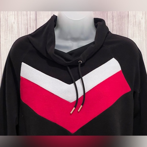 TOMMY HILFIGHER women black sport fleece sweater /size M - Picture 3 of 6